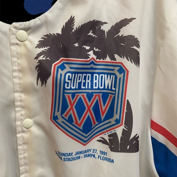 Vintage 1991 Chalk Line Super Bowl XXV Silver Anniversary Satin Jacket L Rare - Picture 6 of 7